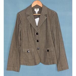 TALBOTS Designer Herringbone Equestrian Blazer Jacket Size 14 NEW!!!